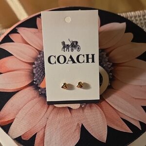 Coach Gold-Tone Heart Earrings